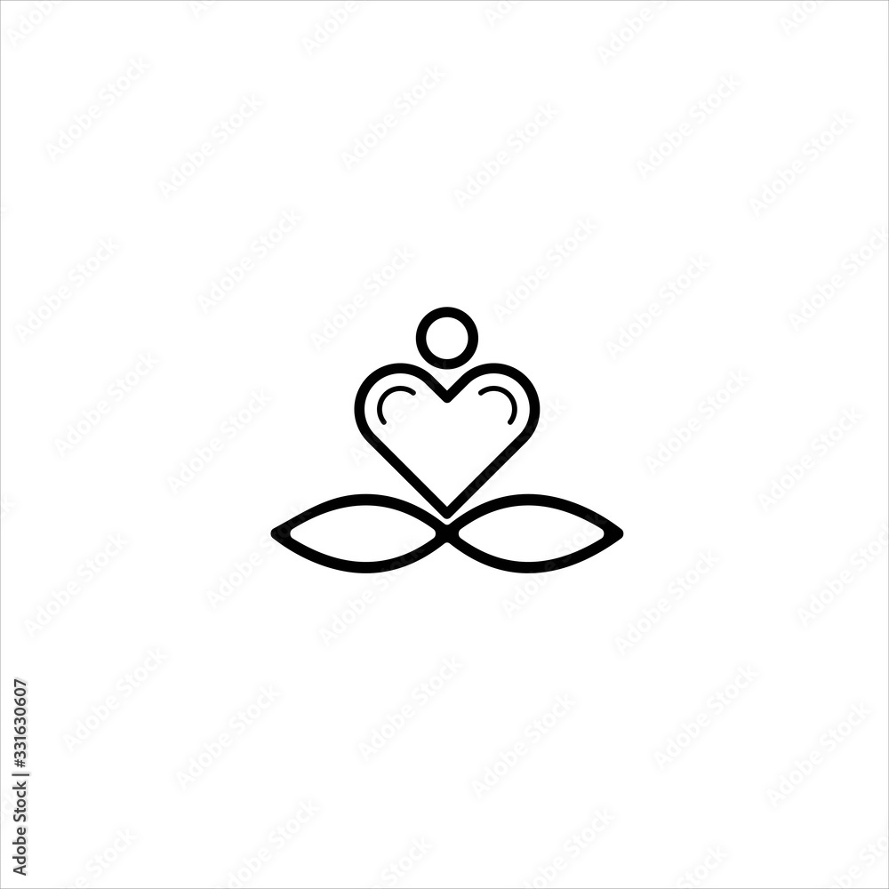 Yoga Logo Design Vector Template. Heart Shape Inside. Like Love Yoga Concept Icon. Meditation SPA Logotype., love yoga logo icon Yoga Logo Design Vector Template. Heart Shape Inside. Like Love Yoga Concept Icon. Meditation SPA Logotype., love yoga logo icon