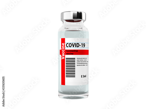 modern conceptsingle ampula vaccine from coronavirus 3d render on white no shadow photo