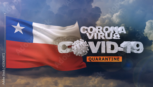 Coronavirus disease COVID-19 infection concept - waving flag of Chile. 3D illustration. photo