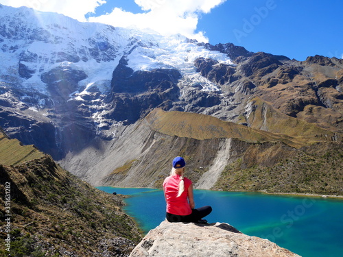 female hiker in the mountains