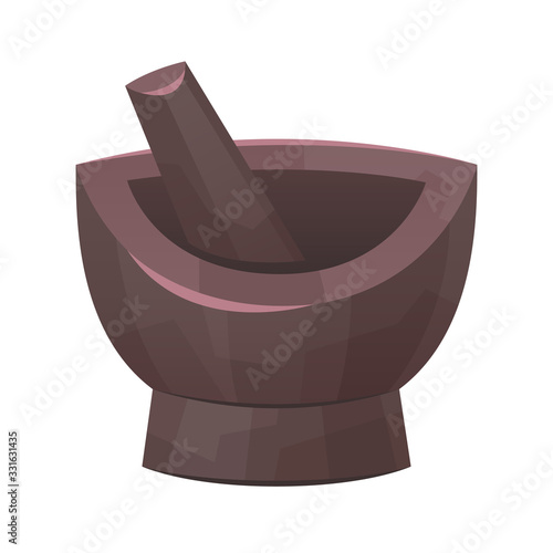 Mortar and pestle tool for cooking food isolated vector