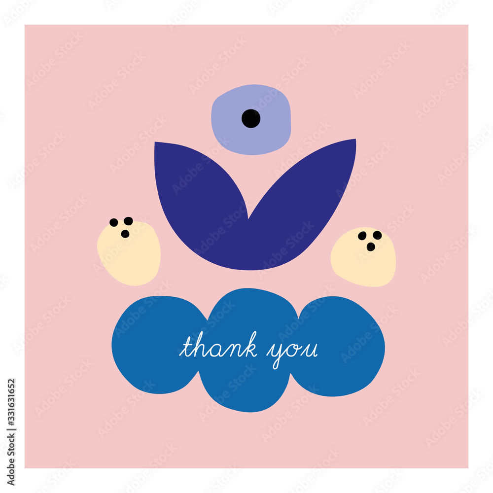 Vector beautiful Greeting card template. Thank you - creative card design ready for use. Gratitude background in naive style. Vector beautiful Greeting card template. Thank you - creative card design ready for use. Gratitude background in naive style.