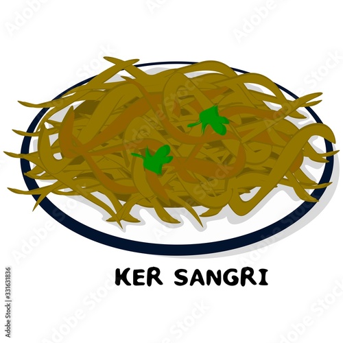 Ker Sangri indian Rajasthani Food Vector