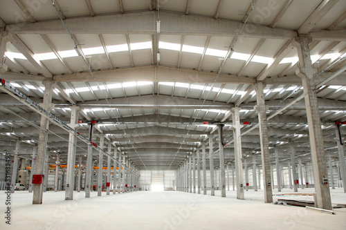 Modern, large factory interior. Background.