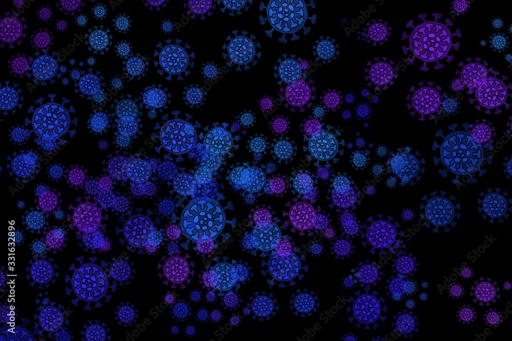 Colorful illustrated coronavirus pattern background