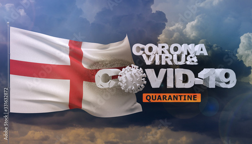 Coronavirus disease COVID-19 infection concept - waving flag of England. 3D illustration. photo