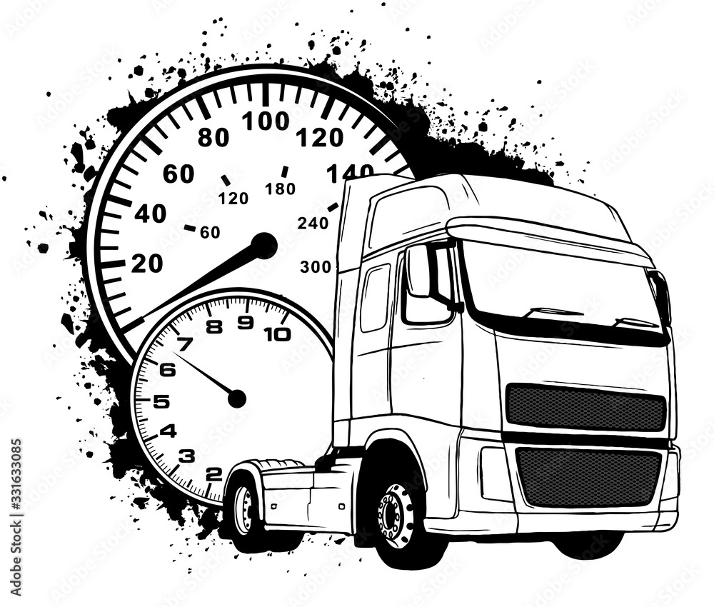 Cartoon semi truck. vector illustration design art Stock Vector | Adobe