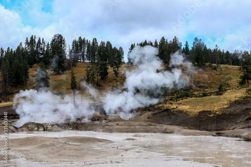 Streaming geyser basin in Yellowstone National Park, USA
