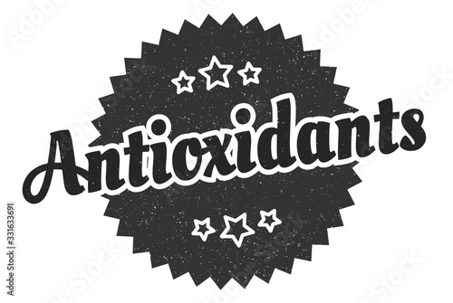 antioxidants sign. antioxidants round vintage retro label. antioxidants