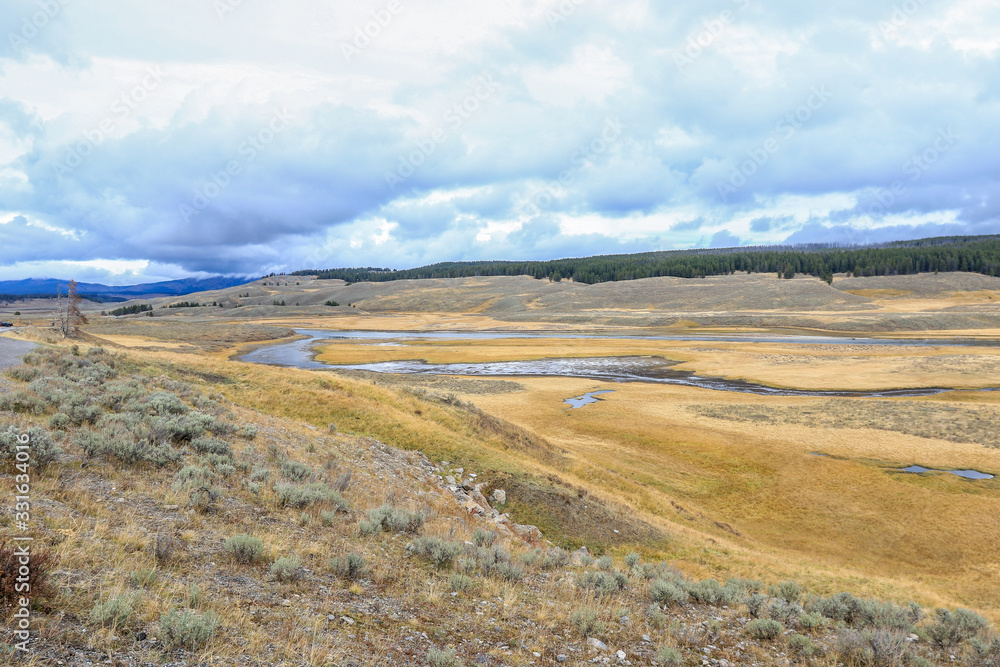 Streaming geyser basin in Yellowstone National Park, USA Streaming geyser basin in Yellowstone National Park, USA