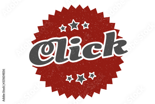 click sign. click round vintage retro label. click