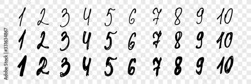 Hand drawn arabic numbers set collection