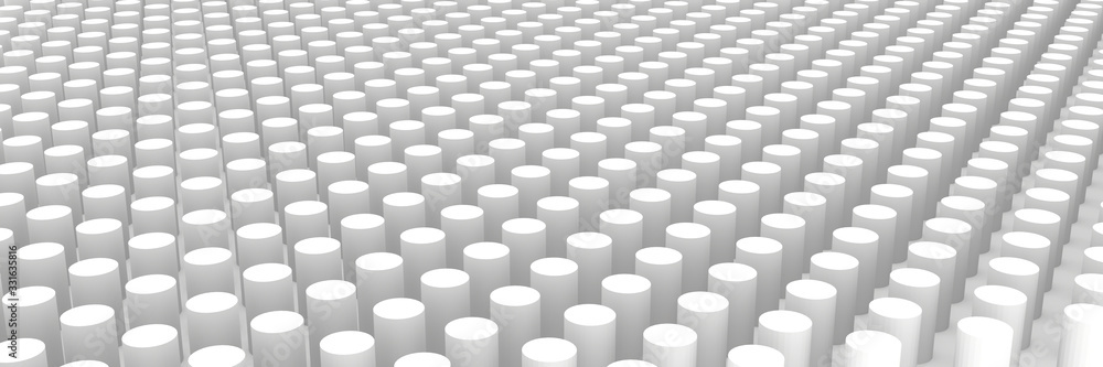 Fototapeta premium endless horizontal field of white vertical cylinders as a texture and background.