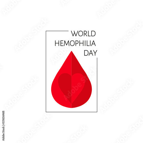 Blood drop with earth for World Hemophilia Day. Blood donor day concept. Awareness poster with blood drop.