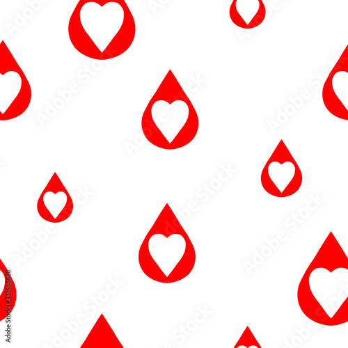 World Hemophilia Day vector seamless pattern. Blood donor day concept. Awareness poster with blood drop with heart.