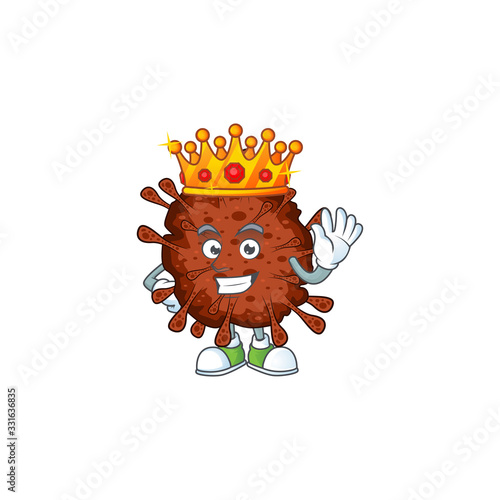 A Charismatic King of infection coronavirus cartoon character design