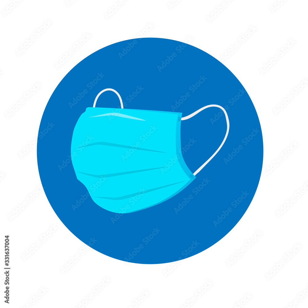 Medical mask for prevent virus and dust in vector flat style. Medical mask for prevent virus and dust in vector flat style.