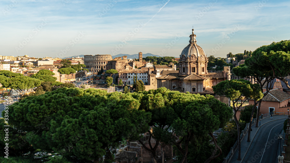 Fototapeta premium Panoramic view from the Vittorio Emanuele II Monument, Rome, Lazio, Italy
