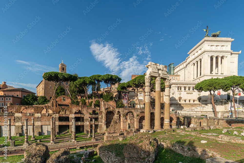 Forum Romanum with the Palatine Hill in Rome, Italy
