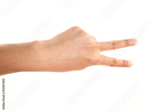 isolated hand sign on white.