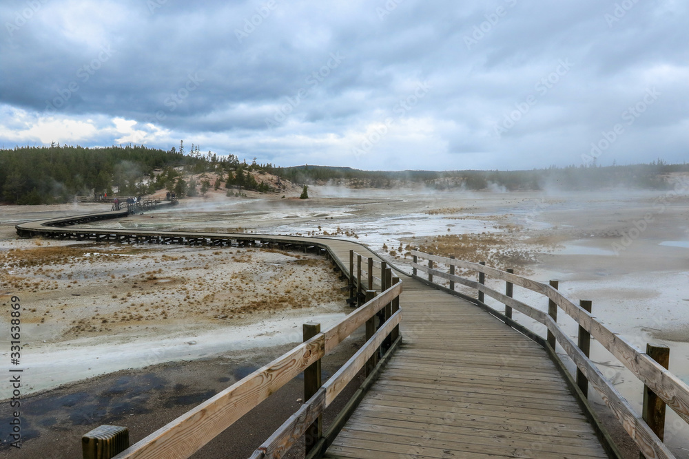 Streaming geyser basin in Yellowstone National Park, USA Streaming geyser basin in Yellowstone National Park, USA
