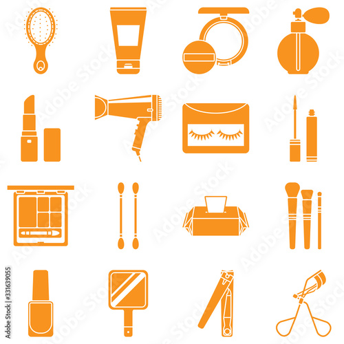 beauty accessories - solid icon set