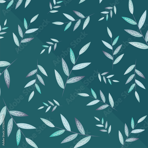 Decorative ornamental seamless spring pattern. Endless elegant texture with leaves. Tempate for design fabric, backgrounds, wrapping paper, package, covers © vitalii