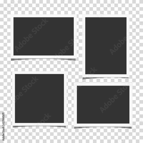 Set of retro realistic vector photo frames with side ratios 3:2, 4:3 and 1:1 placed on transparent background. Template photo design.