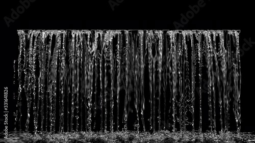 Wallpaper Mural Liquid Waterfall front view on black background. 3D animation with alpha channel. 4K. Torontodigital.ca