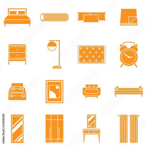 bedroom - solid icon set