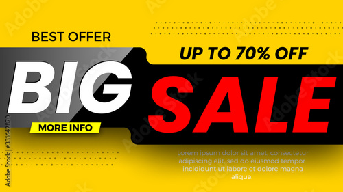 Big sale black and yellow banner. Vector illustration.