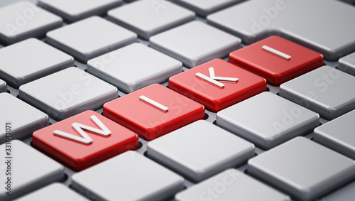 WIKI word on keyboard keys. 3D illustration photo