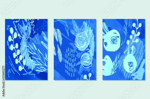Set of vector creative artistic illustrations. Modern graphics for a greeting...