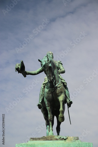 Replica of statue of King Willem II on the buitenhof in city Center of The Hauge  the original is in Tilburg