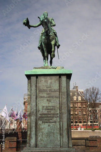 Replica of statue of King Willem II on the buitenhof in city Center of The Hauge, the original is in Tilburg photo