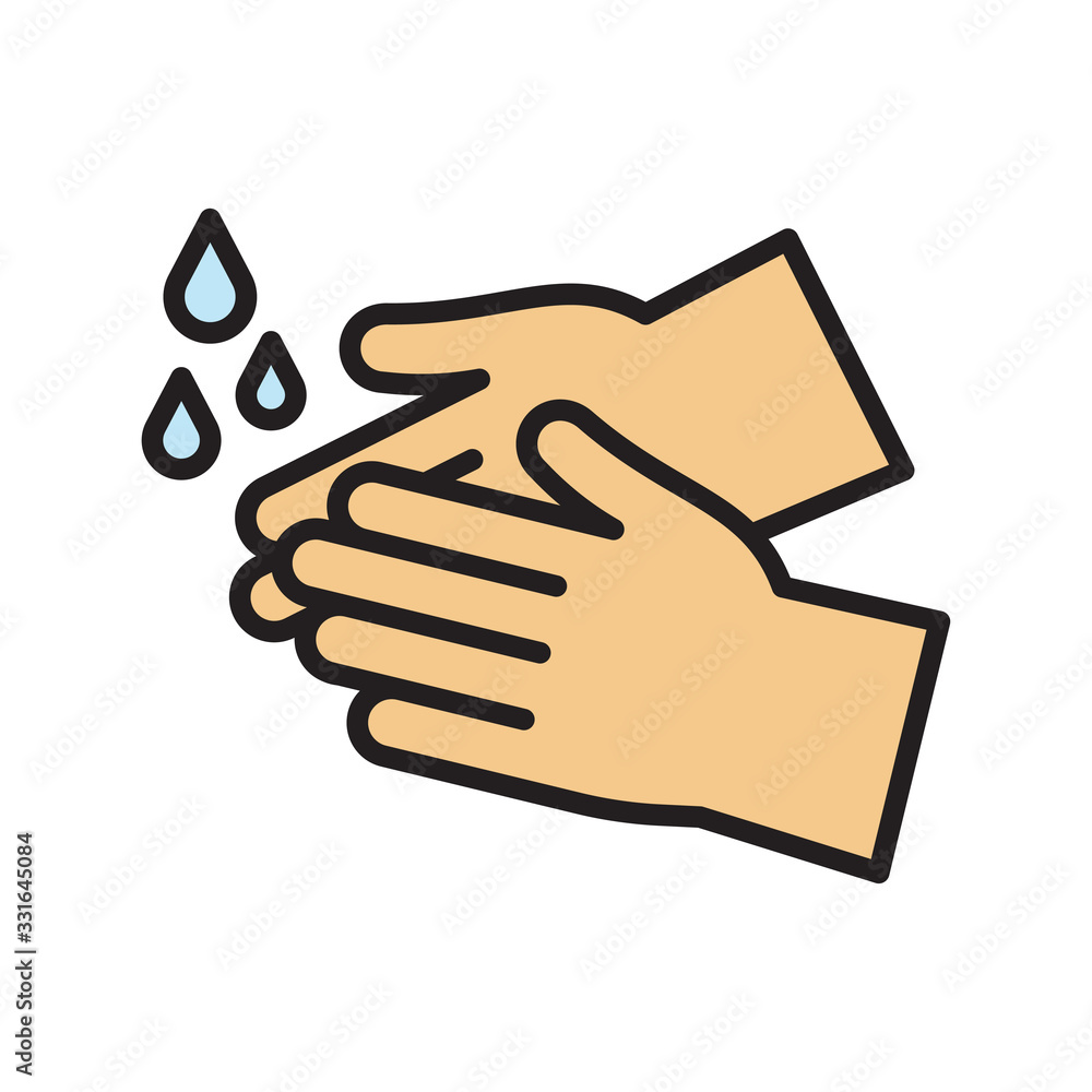 Washing hands, icon with water drops. Vector Washing hands, icon with water drops. Vector
