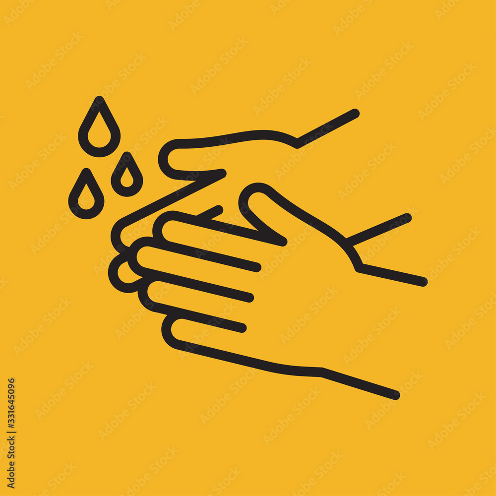 Washing hands, icon with water drops. Vector Washing hands, icon with water drops. Vector