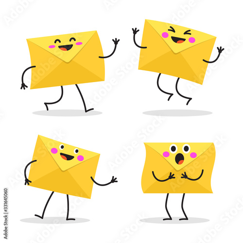 Vector set of cartoon character of envelopes