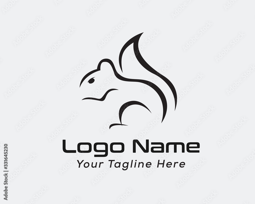 simple Shadow line art squirrel logo design inspiration simple Shadow line art squirrel logo design inspiration