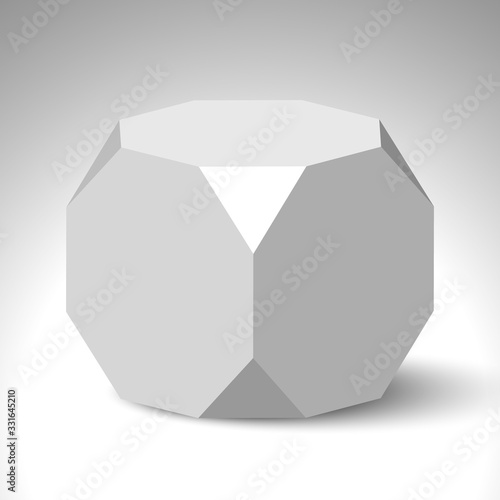 White truncated cube. Polyhedron. Vector illustration.