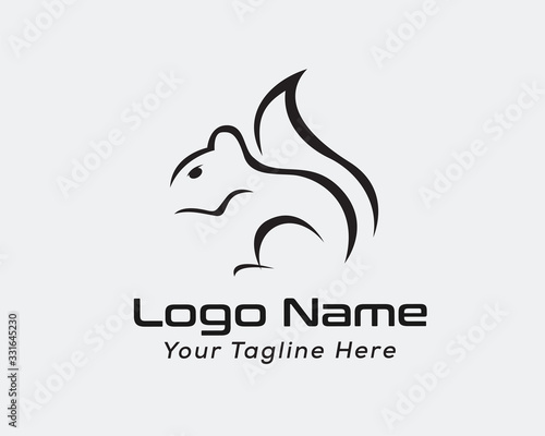 simple Shadow line art squirrel logo design inspiration
