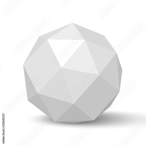 White polyhedron with shadow. Vector illustration. 