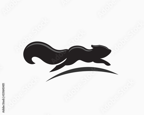 Black squirrel running fast logo design inspiration