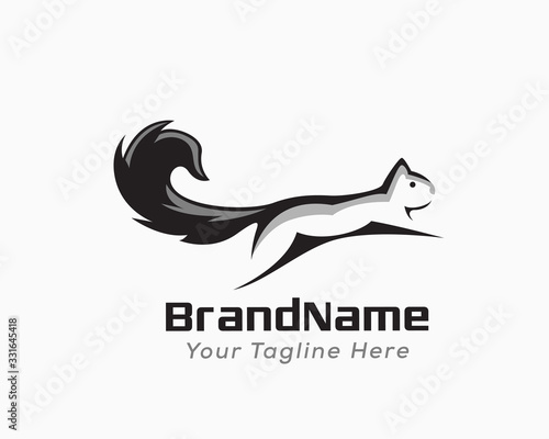Jumping squirrel drawing art logo design inspiration