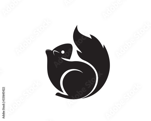 black Circle squirrel art logo design inspiration