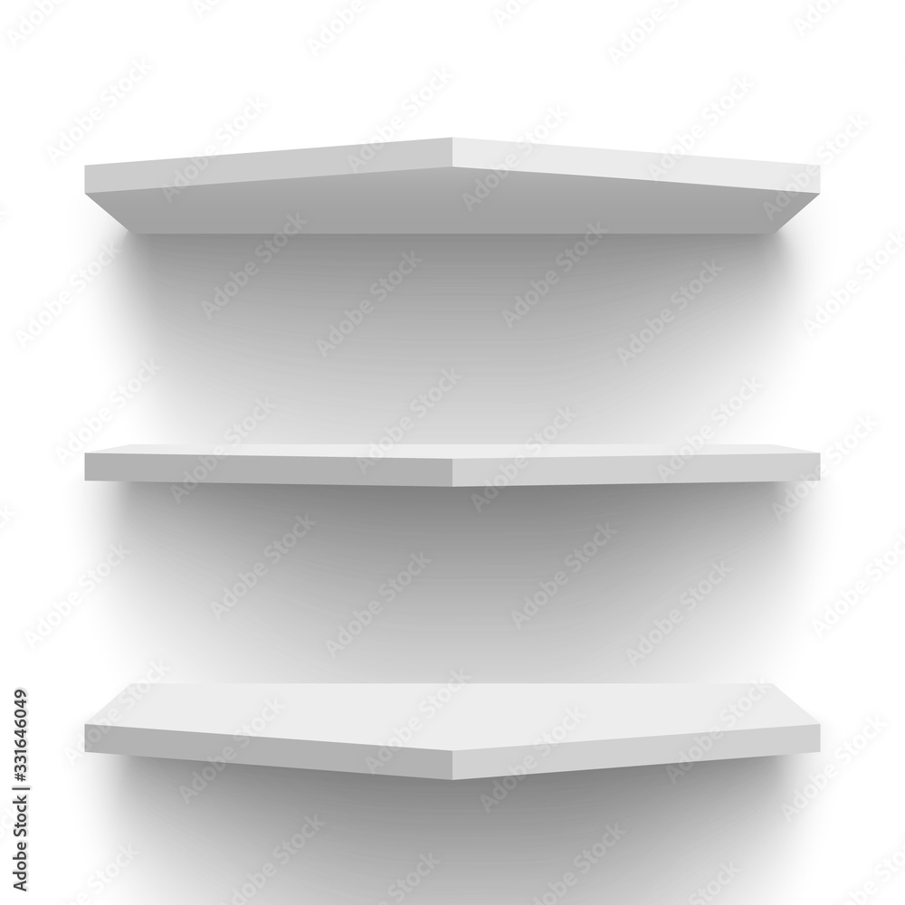 White wall shelves. Vector illustration. White wall shelves. Vector illustration.