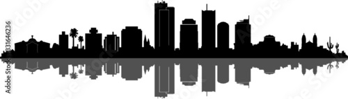 Phoenix City Arizona Skyline Silhouette Cityscape Vector