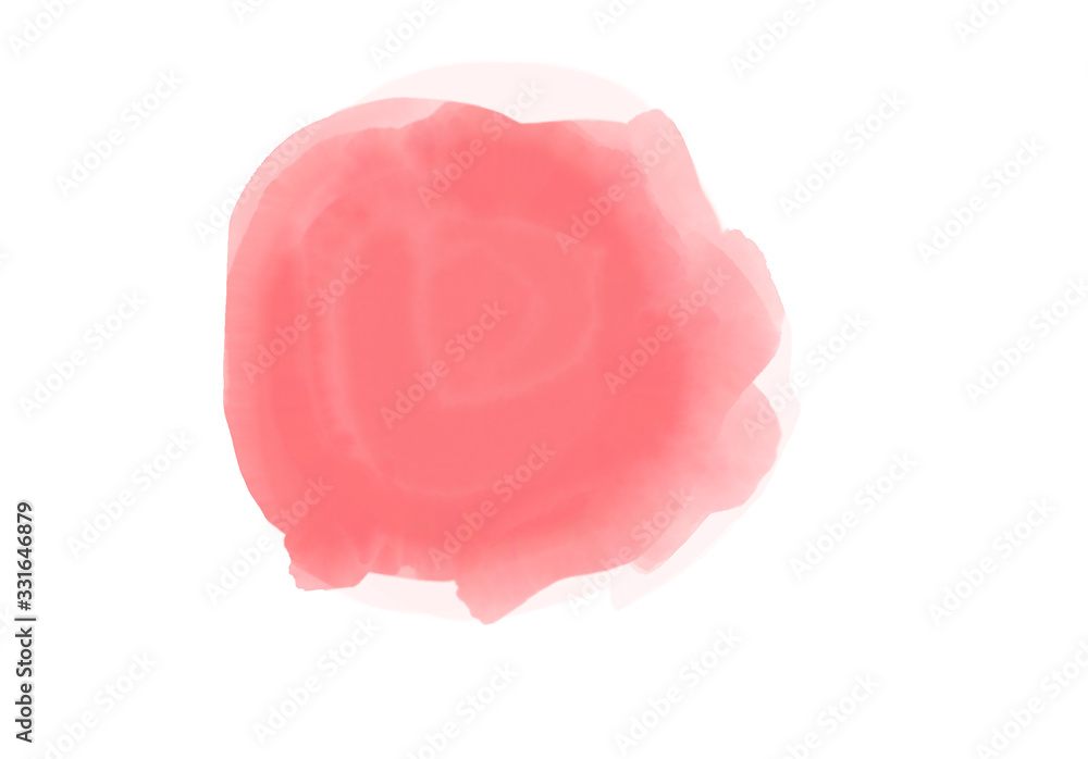 Red watercolor illustration, isolated on white, simple design element, texture for background, template and wallpaper, red color is in the middle Red watercolor illustration, isolated on white, simple design element, texture for background, template and wallpaper, red color is in the middle