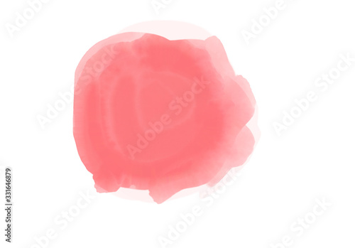 Red watercolor illustration, isolated on white, simple design element, texture for background, template and wallpaper, red color is in the middle