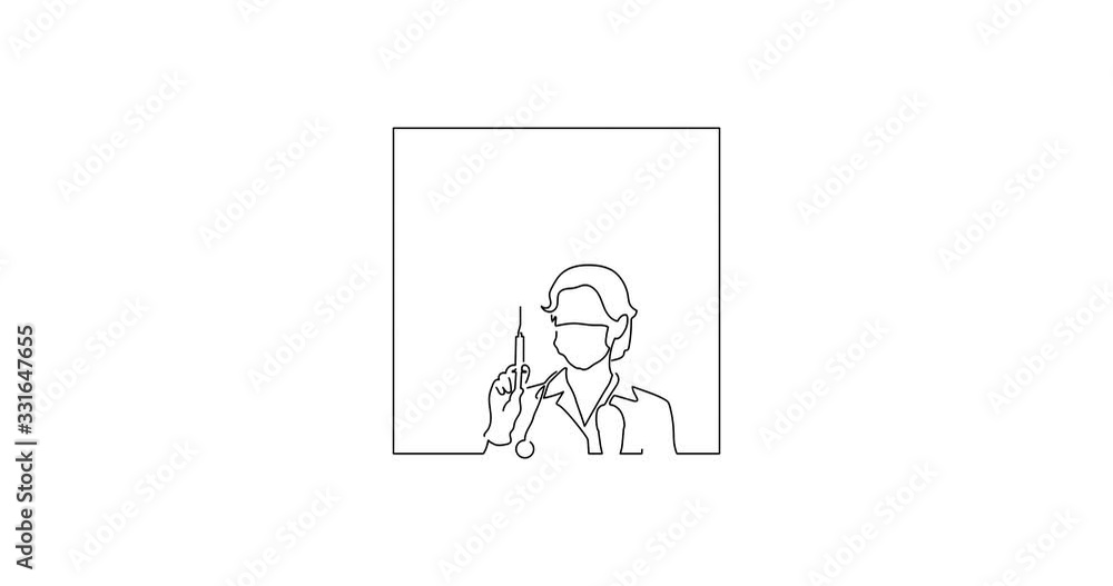 Nurse line drawing, animated illustration design. Medicine collection. Nurse line drawing, animated illustration design. Medicine collection.